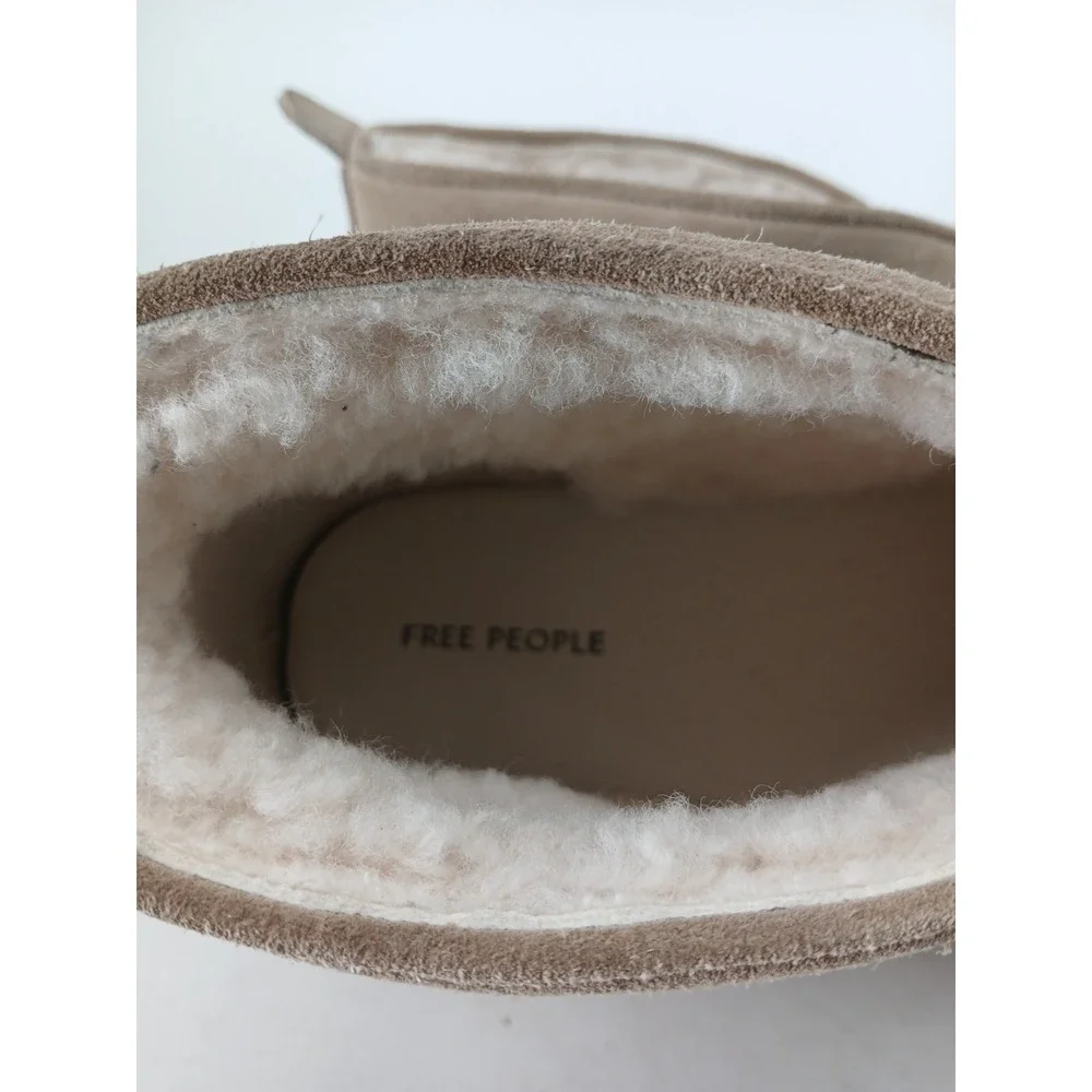FREE PEOPLE Snowdrop Micro Shearling Boot Womens 11M Tan Suede NEW DB5